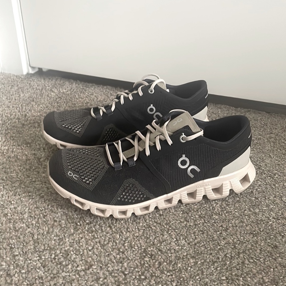 On Running, Cloud X, Charcoal/Black/Beige, Size 9.5 women, TTS, lightweight